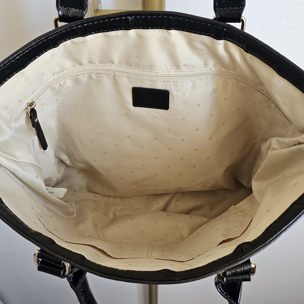 KATE SPADE Clinton Hill Dama Tote - Black Patent leather & Cream Tweed (Natural) - Picture 9 of 10